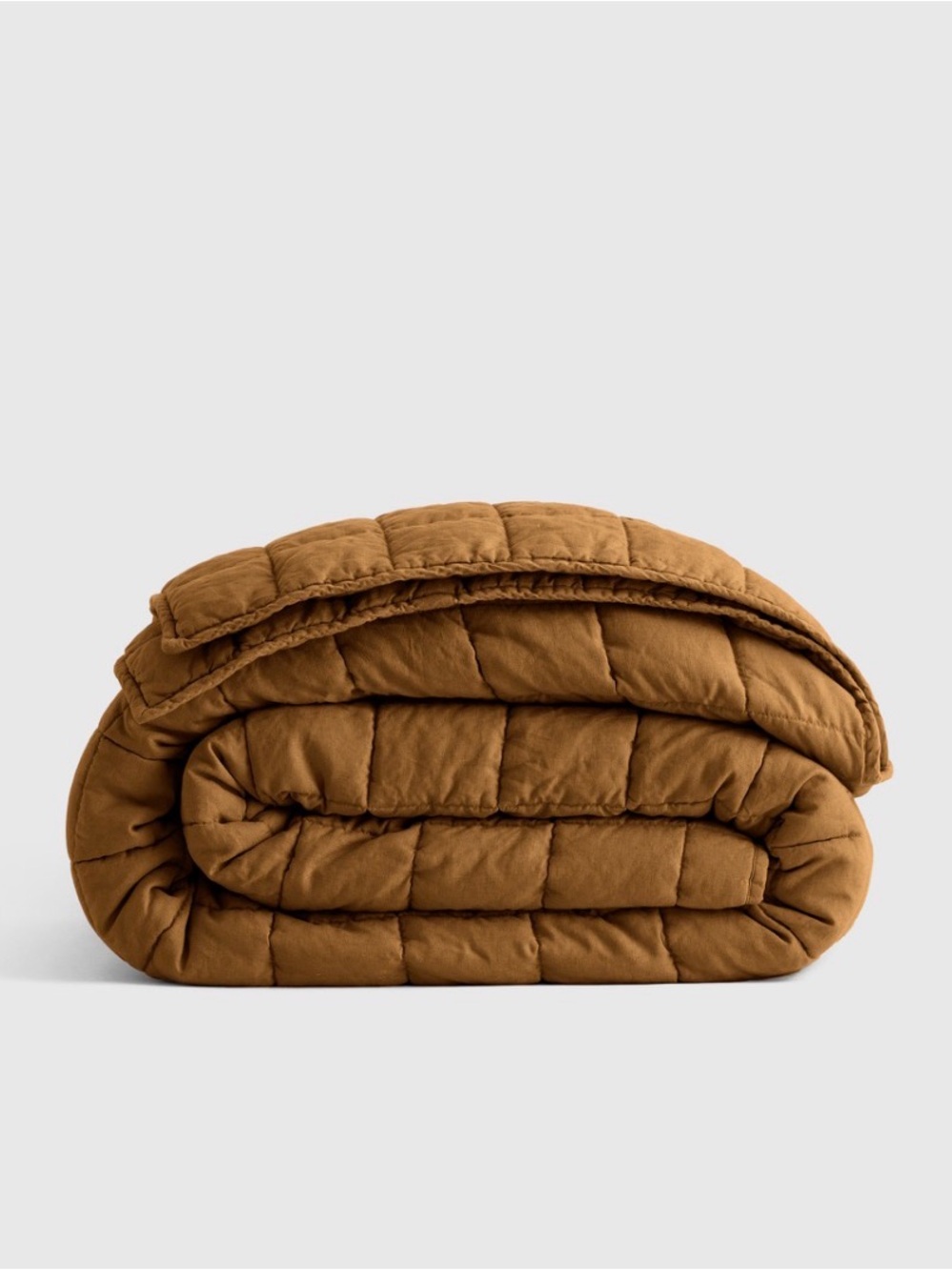 Quince Quilted Linen Quilt in Tabacco